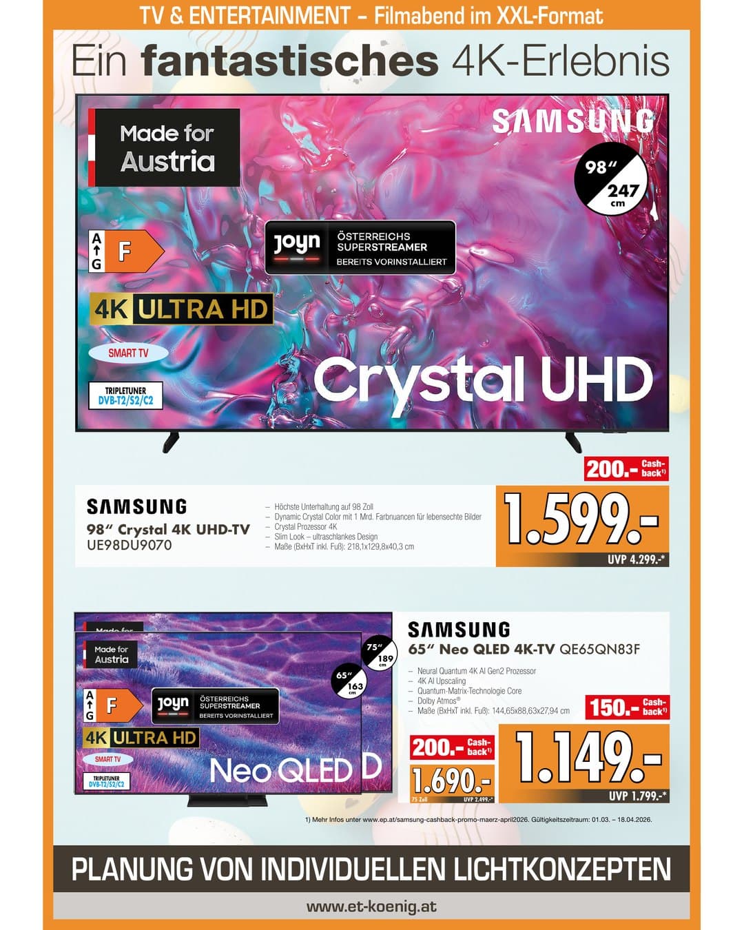 TV & Entertainment – Samsung 98 Zoll Crystal UHD, Neo QLED